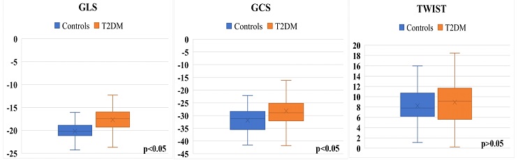 The Association between Left Ventricular Myocardial Strains and Risk Factors of Cardiovascular Disease in a Population with Type 2 Diabetes Mellitus: A Primary Controlled Cross-Sectional Study 